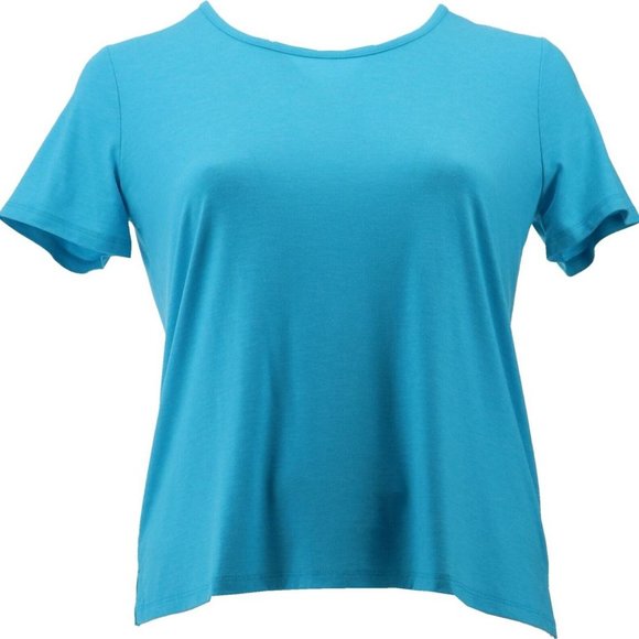 NWT LANDS' END WOMENS PETITE SHORT SLEEVE PERFECT TEE CALYPSO BLUE PS (6-8) - Picture 1 of 8